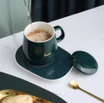 Electric Ceramic Coffee Mug & Saucer Set