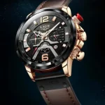 LIGE 8917 Casual Sport Watches for Men Black Top Brand Luxury Military Leather Wrist Watch Man Clock Fashion Chronograph Wristwatch